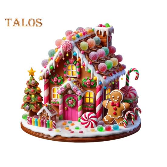Christmas Acrylic Desktop Ornament Flat Snowy Cabin Ornament with Base Christmas Village Log Cabin Ornament for Holiday Table Decor