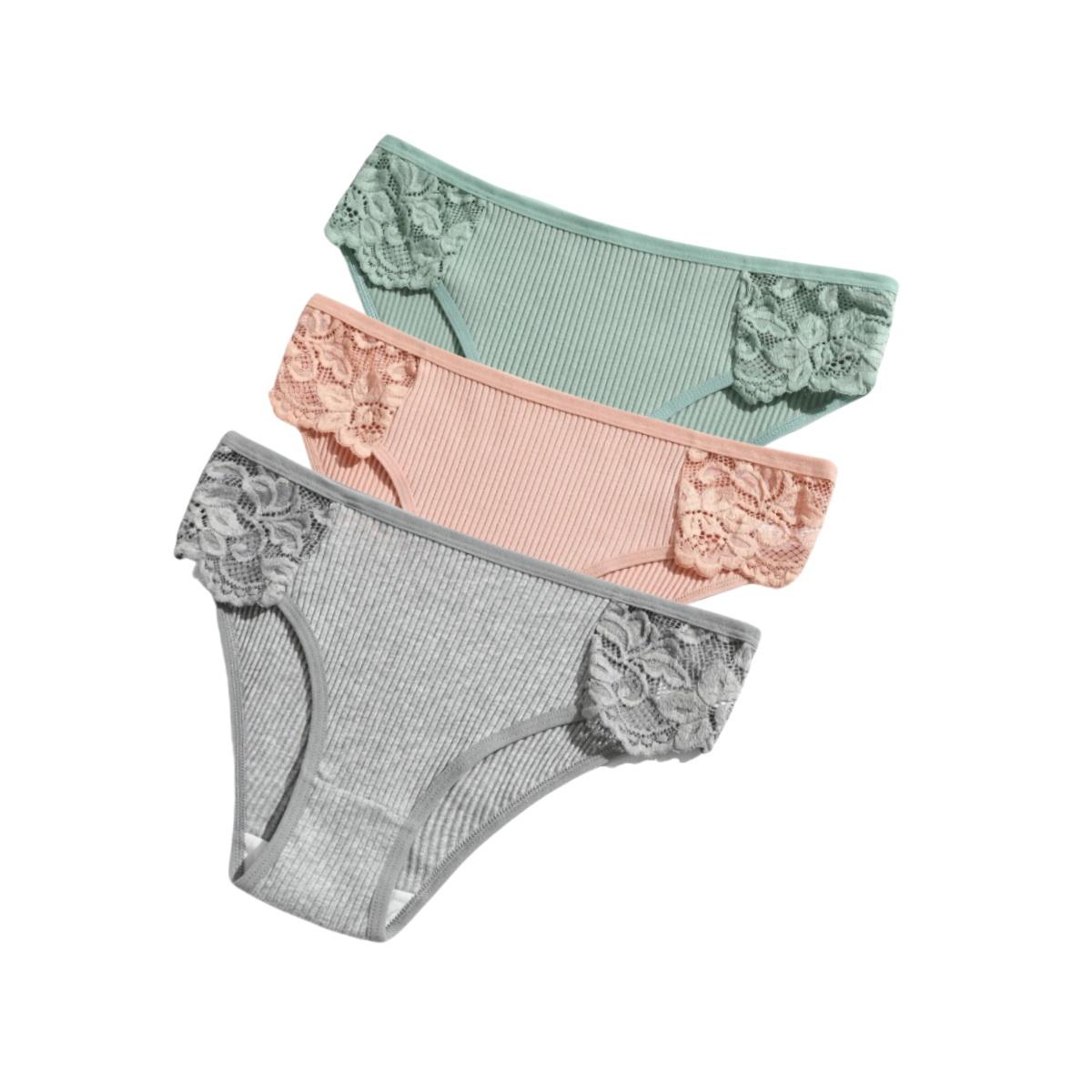 

3 шт./компл. Женские хлопковые трусики с низкой посадкой, нижнее белье, лоскутные кружевные брифы, женские мягкие трусы, сексуальное нижнее белье S-XL 1XL&3pcs