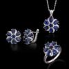 925 Sterling Silver Flower Shape Jewelry Set Natural Kyanite 16.28ct Gemstones Luxury Fine Jewelry for Women's Valentines Gifts