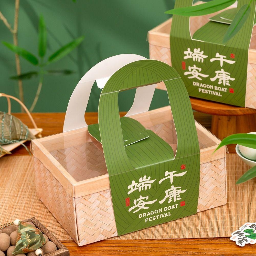 Handmade Zongzi Packing Box Creative Hand-held Basket Portable Storage Box  Pastry