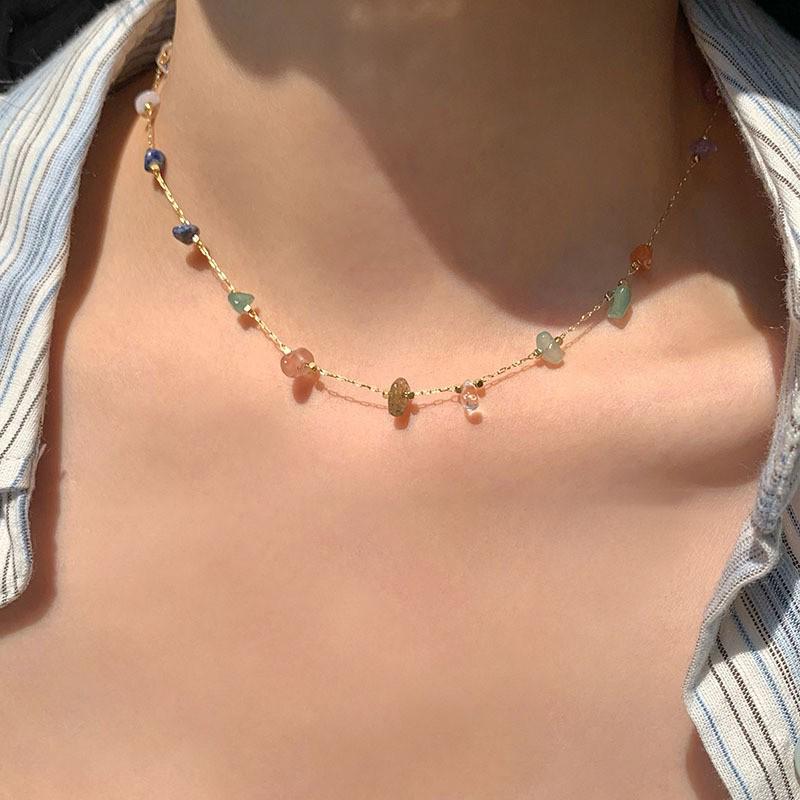 Dopamine Ethnic Retro Beaded Colorful Pearl Choker Necklace - Niche High-End Fashion