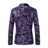 Mens Sequin Velvet Blazer Jacket Fashion Party Stage Performance Nightclub Suit Coat