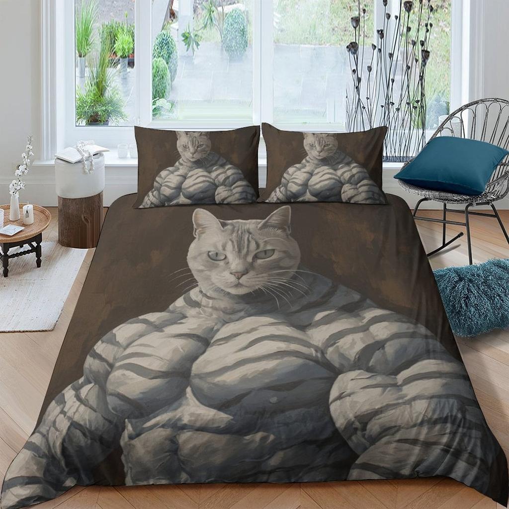 Comforter Cat Bedding Set Printed For Childrens And Adults Warm Soft Breathable And Comfortable