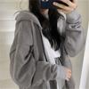 Fashion Women Cardigan Splicing Hooded Top Long Sleeve Blouse Loose Coat