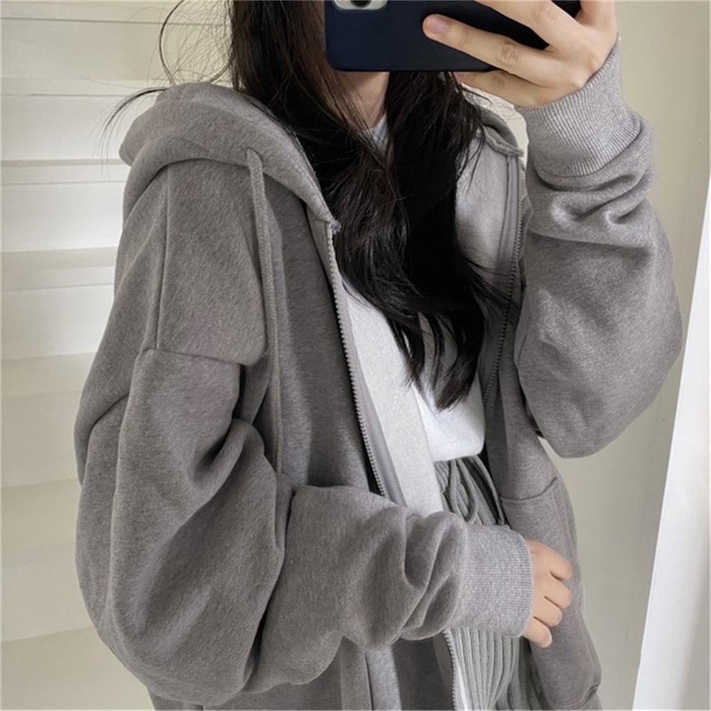 Fashion Women Cardigan Splicing Hooded Top Long Sleeve Blouse Loose Coat