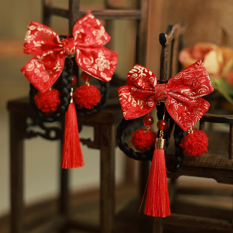 New Chinese Style Girl Baby Headwear Chinese New Year Hair Accessories Tassels New Year Holiday Accessories