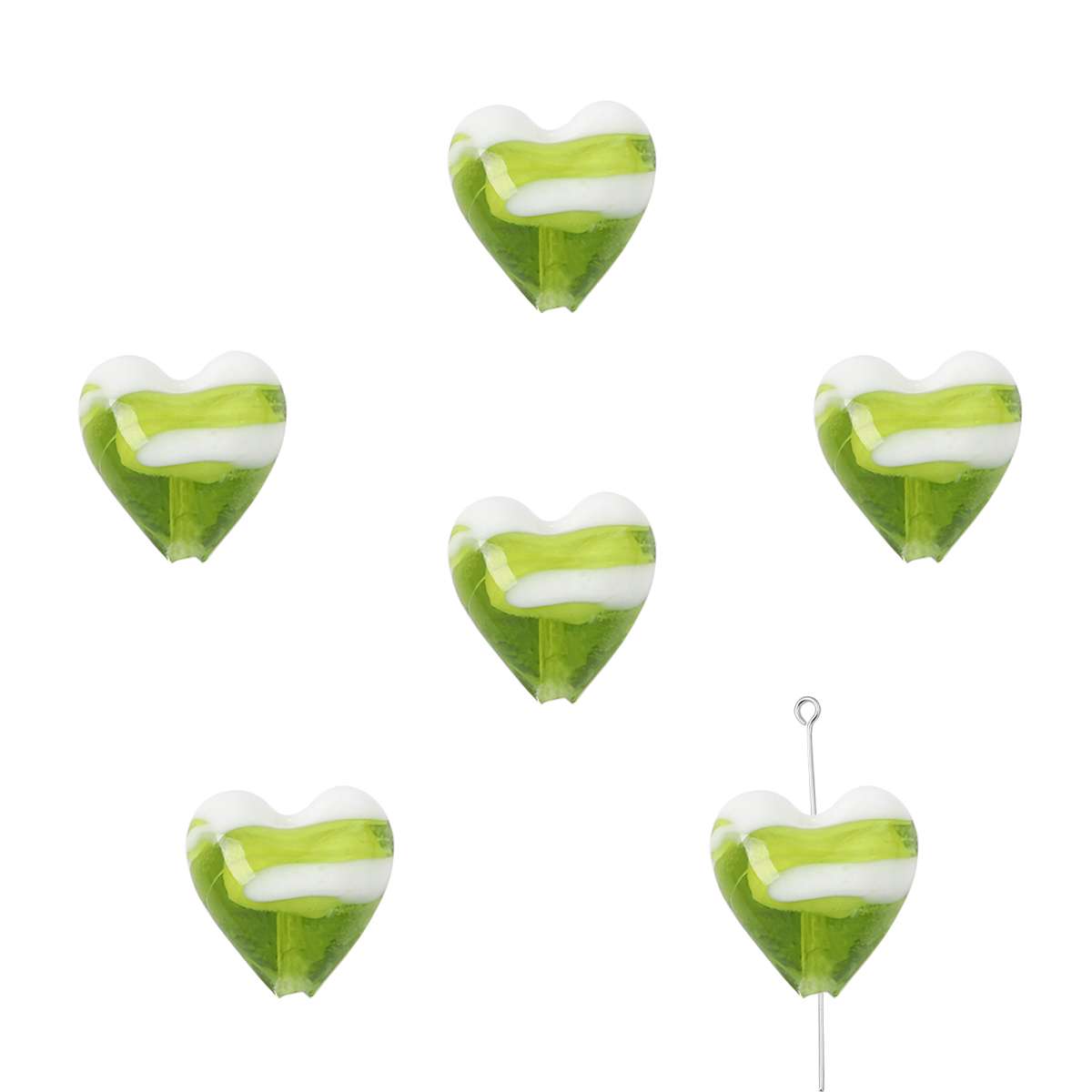 

2 шт. глазурованные бусины в виде сердца любви стеклянные бусины-разделители ручная роспись в полоску Шарм для изготовления ювелирных изделий DIY браслет серьги подарки ремесленные аксессуары зелёный