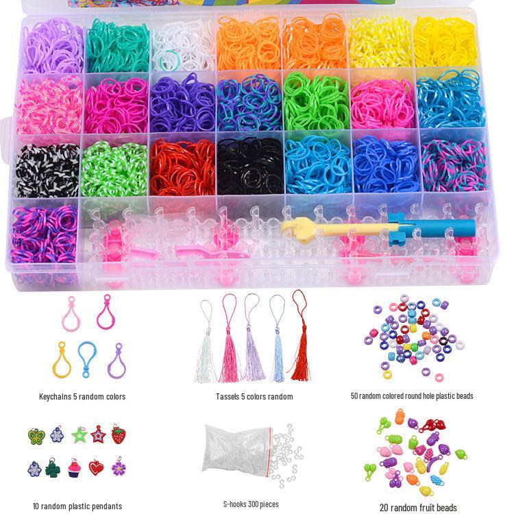Stav na gumičky Rainbow pro děti - DIY náramek hračka s 28, 32 mřížkami