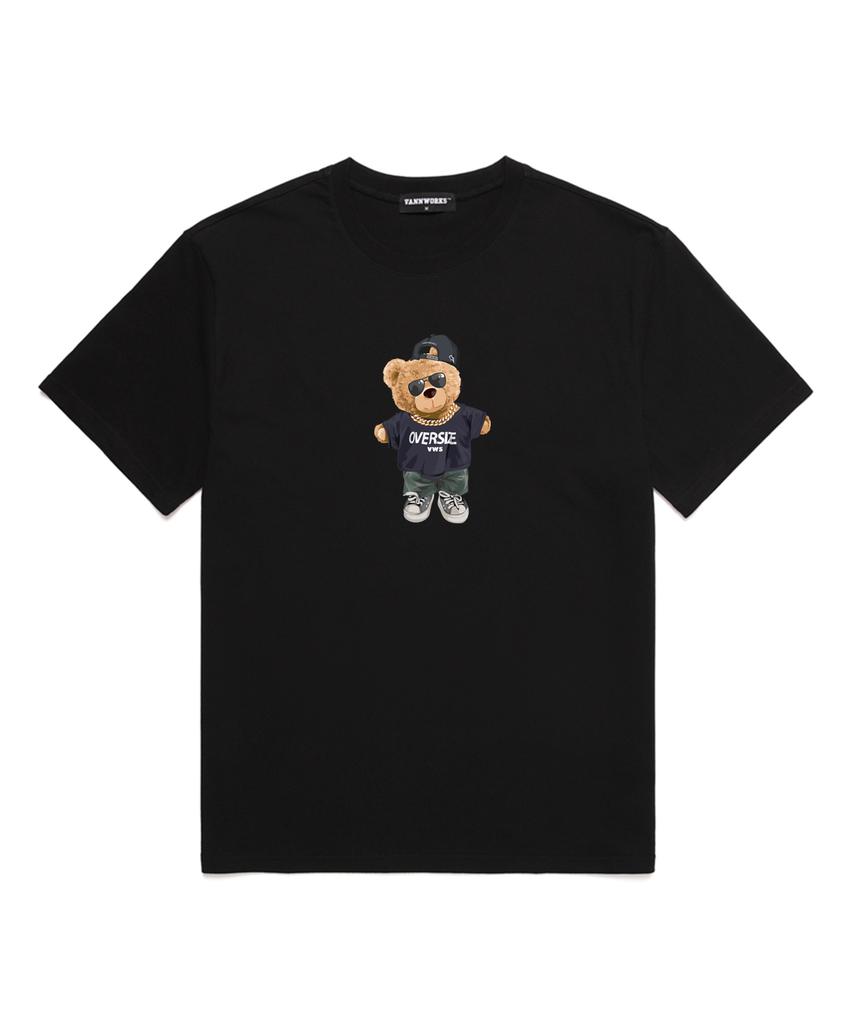 VANNWORKS Over Size Bear Oversized Short Sleeve T-Shirt (Vndts238) Black