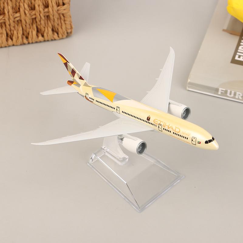 16Cm Boeing Etihad 787 Alloy Airplane Plane Model Toy Diecast Airplane Model For Gift Collection Kids Desk Accessorie