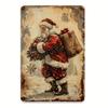 Santa Claus Giving Gifts Retro Metal Tin Sign - Fun Wall Art, Home Restaurant Bar Coffee Shop Garage Decor