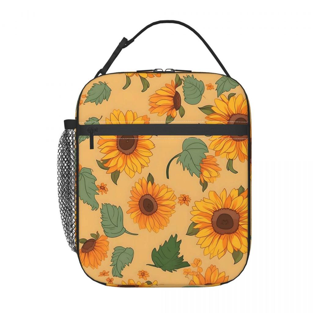 Sunflower Pattern Insulated Lunch Bag for Women Kids Portable Food Boxes Thermal Lunch Box Tote
