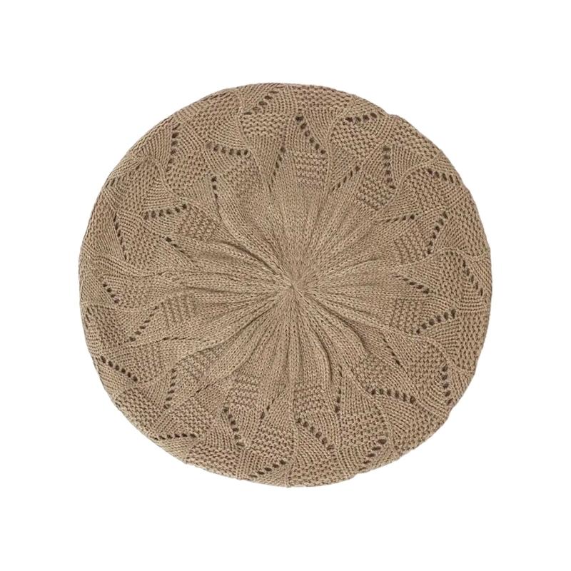 Elastic Stretchy Hollowed Beret Cap Breathable Lady Casual Painter Hat For Office Women and Teens Girl Everyday Wear