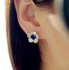 B096 British Princess Kate Style Micro-Inlaid Zircon Blue Crystal Earrings