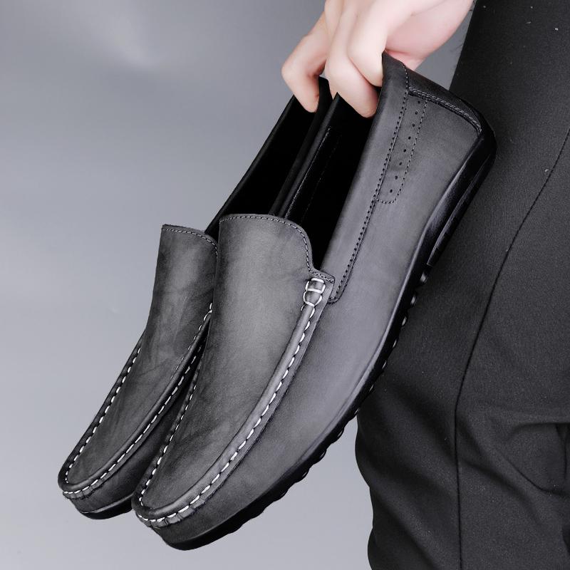 

Высококачественные мокасины Мужская деловая обувь Обувь ручной работы Натуральная кожа Универсальные лоферы Высококачественные слипоны Мужская повседневная обувь 46 серый