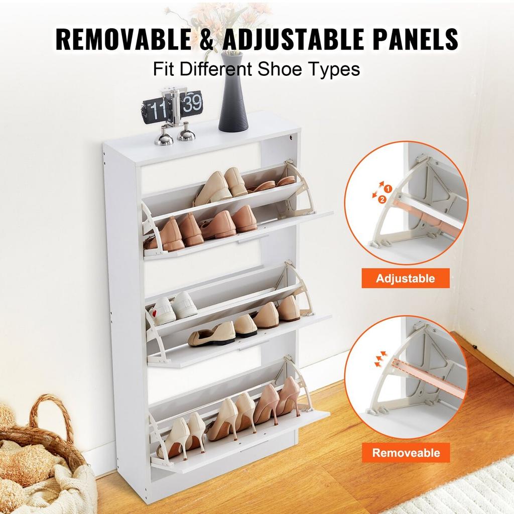 Shoe Cabinet with 3 Flip Drawers Shoe Storage Cabinet for Entryway