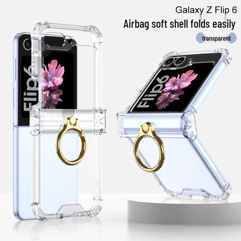 Samsung Z Flip6 Protective Case with Hinge Ring Holder, Full Coverage, Anti-fall. Suitable for Men & Women.