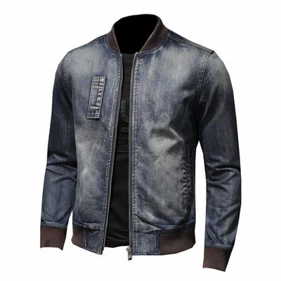 Casual Baseball Collar Wash Denim Jacket Jacket+young Men's High Quality Denim Top Large H0387