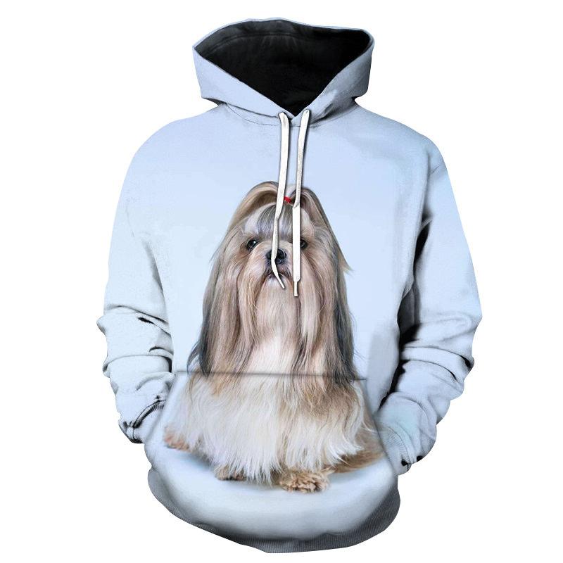 Fluffy Great Pyrenees Hoodie, Men's Autumn Winter Warm Fleece Sweatshirt, Smiling Big White Dog Graphic Pullover for Comfortable Daily Wear