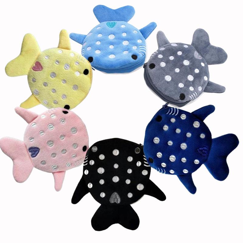 Women Girls Cartoon Cute Whale Shark Coin Purse Kawaii Wallet Portable Plush Key Earphone Coin Organizer Pouch Zipper Clutch Bag