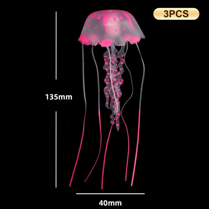 3Pcs Artificial Glowing Fluorescent Jellyfish Aquarium Decoration Fish Tank Underwater Plant Marine Aquatic Landscape Ornament