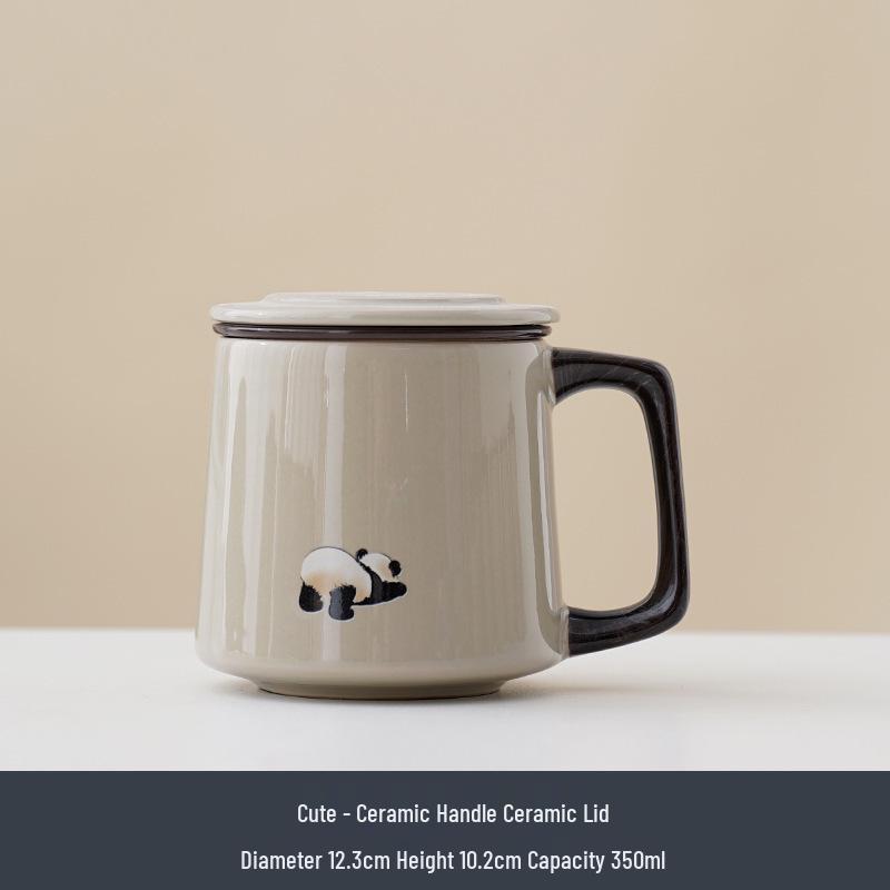 Panda Ceramic Tea Mug with Separator - Personal & Office Use 301-400ml