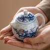Metal Inlay Blue and White Dragon Teapot Single Ceramic Porcelain Chinese Kungfu Dragon Making Pot for Pu'er Tea