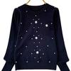 A Loose and Slimming Knitted Sweater for Women In Autumn and Winter, Featuring A High-end, Niche Beaded and Diamond-encrusted Top