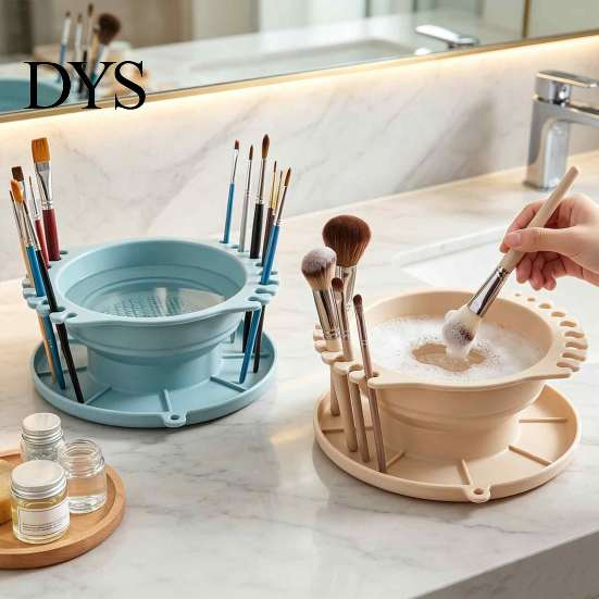 Silicone Painting Brush Rinser Paint Cleaner Cup, with Texture, Foldable Compact Art Washer for Cleaner, Watercolor And Makeup
