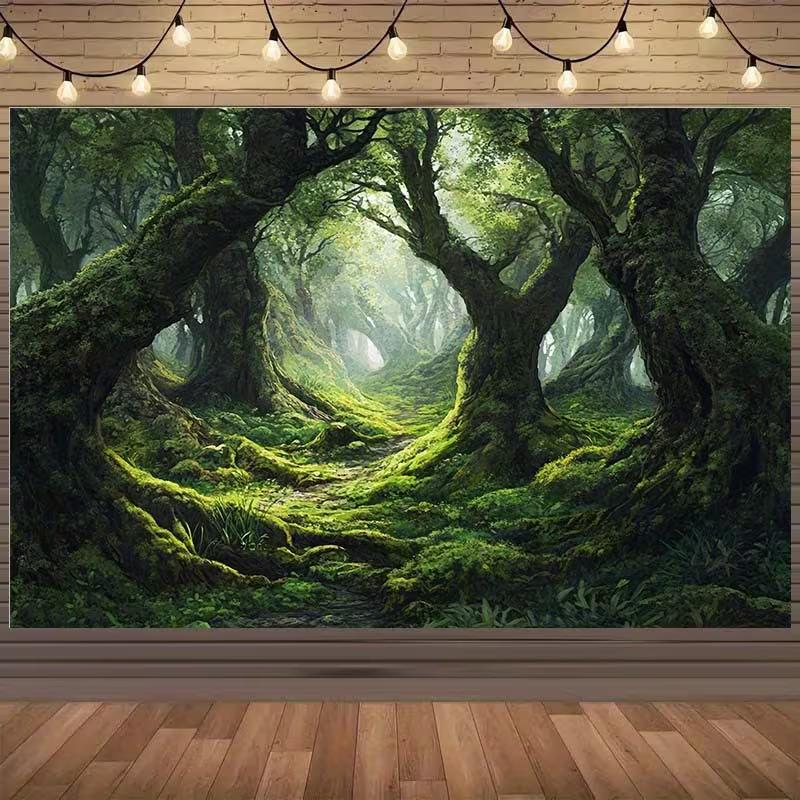 Magic Ancient Woodland Sunbeam Path Photo Background