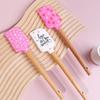 3 Pcs Wooden Handle Silicone Spatulas Heat Resistant Baking Spatulas with Pink Satin Ribbon Bows for Cooking Baking Tools