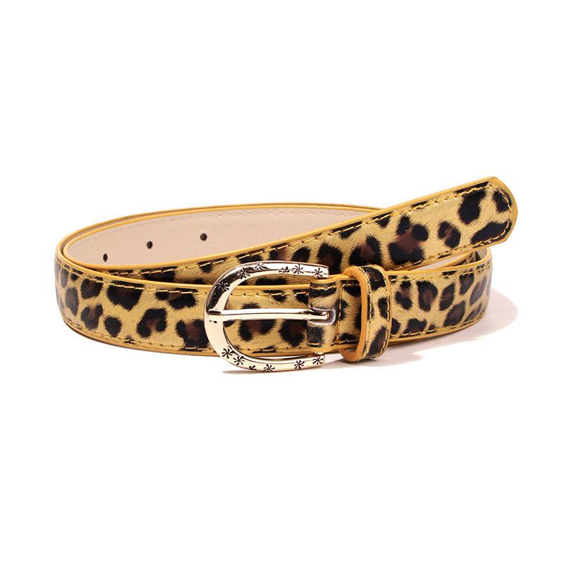 

Young Stylish Womens Faux Leather Belt With Gold Leopard Pattern For Daily Use