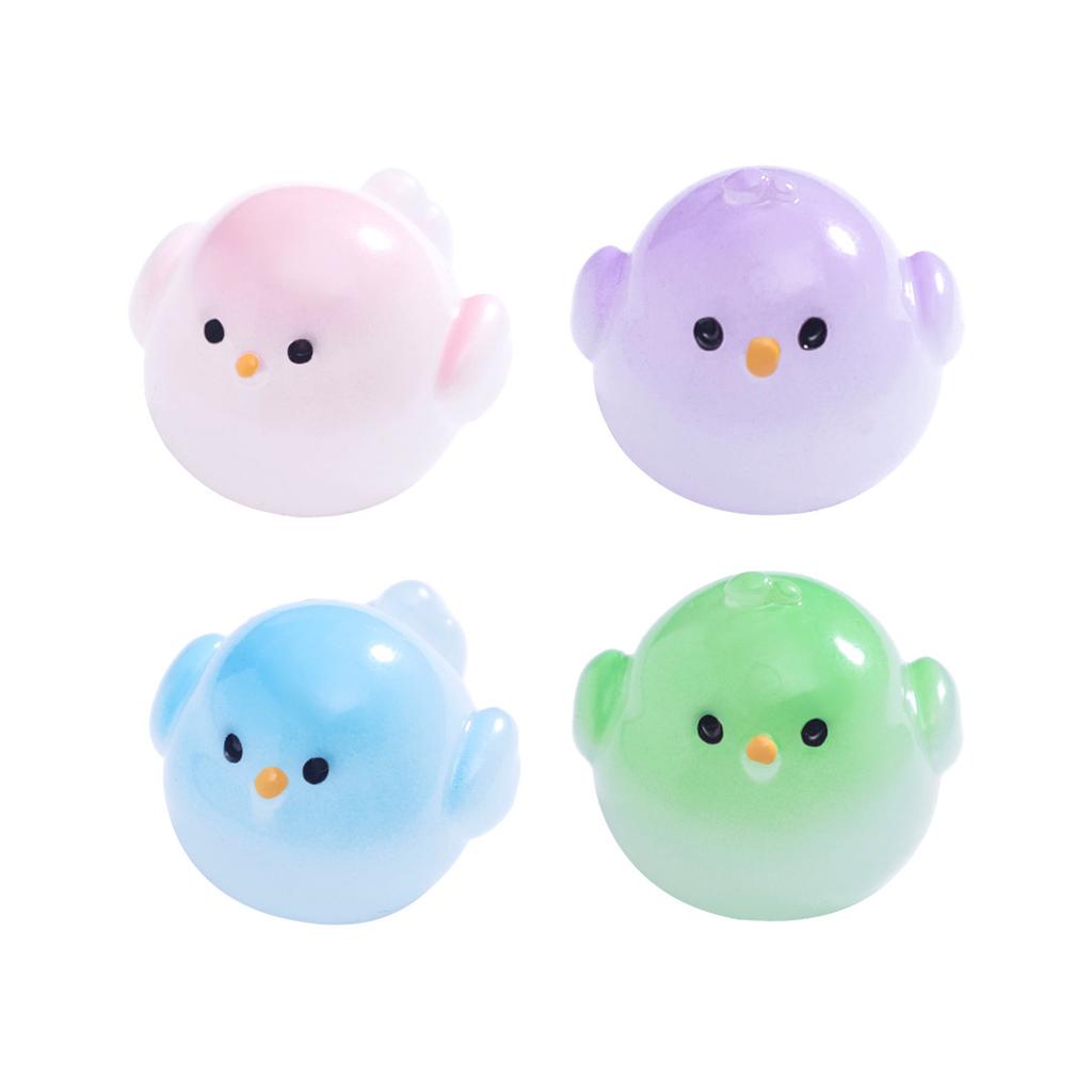 50Pcs Luminous Mini Resin Cute Small Skylark Chicken Figurine Micro Landscape Fairy Garden Miniatures Home Decor Diy Accessories