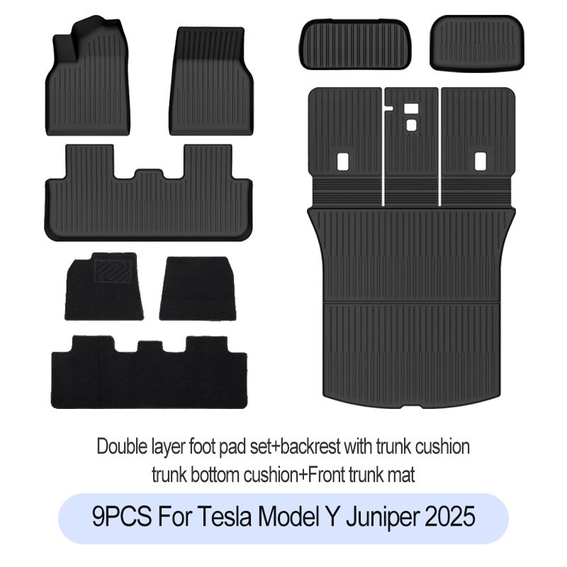For Tesla New Model Y Juniper Premium/Performance 2025+ TPE Floor Mats Luggage Mat Wear-resistant Foot Pads ModelY Trunk Mats