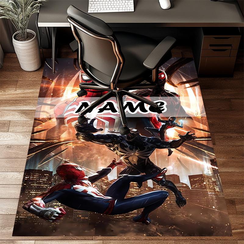 Custom Spider Man Mat Personalized Name, Polyester Washable Indoor Entryway Rug, Gift for Christmas, Easter, Thanksgiving Day