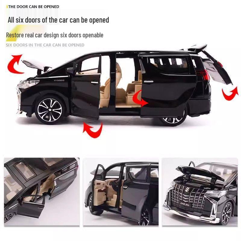 Alphard Model Six-Door Toy MPV: Children's Inertial Music Car & Luxury Baby Car Ornament