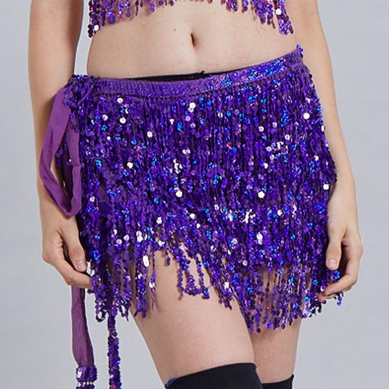 Sequin Tassel Fringe Skirt Belly Dance Costume Hip Scarf Wrap Shimmering And Elegant