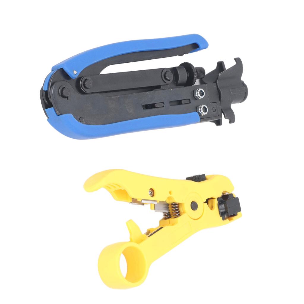Coaxial Cable Crimping Pliers Combination Tool Adjustable Portable Coax Stripper Crimper Tool Kit