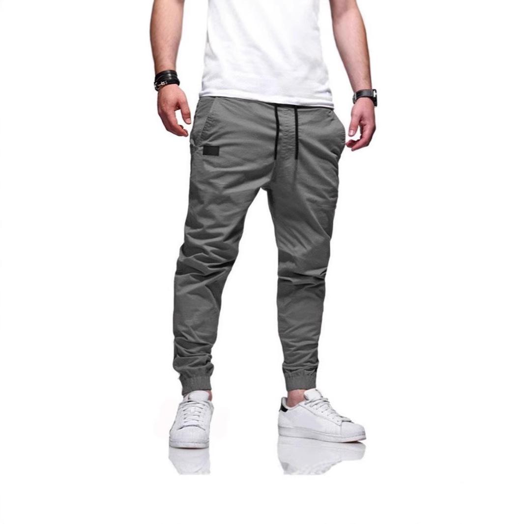 

Men s Slim-Fit Solid Color Cuffed Work Pants - 2026 Casual Collection L серый