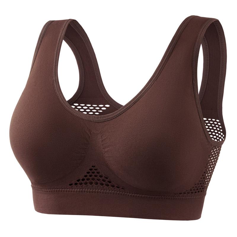 Breathable No-Steel-Ring Mesh Sports Bra: Shockproof Yoga & Running Support in Large Sizes