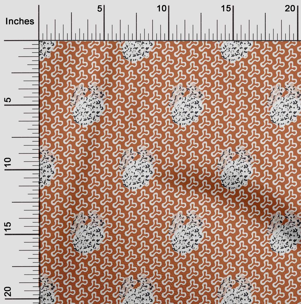 oneOone Cotton Flex Mustard Yellow Fabric Abstract Block Dress Material Fabric Print Fabric By The Yard 40 Inch