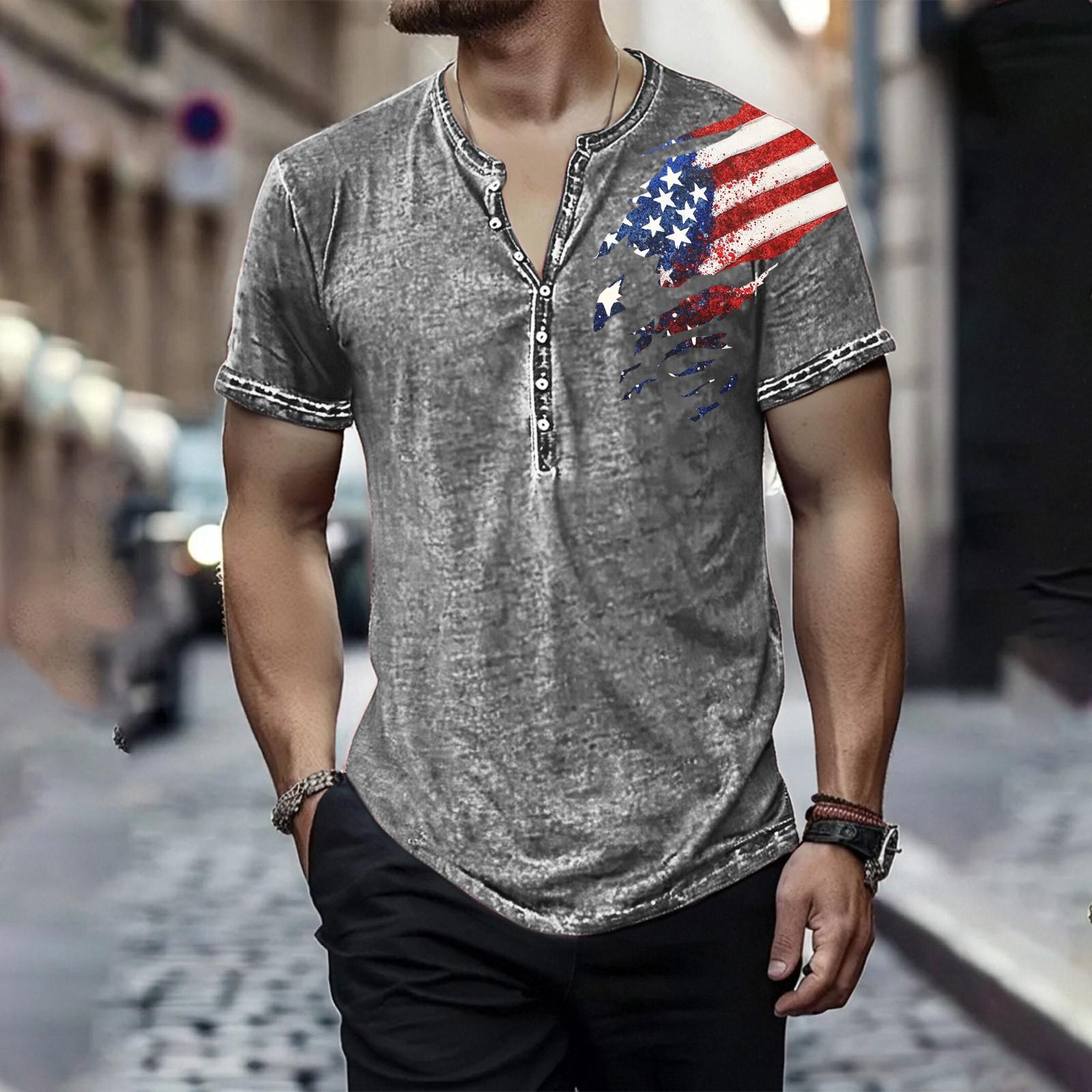 

Чоловіча футболка з круглим вирізом та короткими рукавами з принтом до Дня Незалежності XL