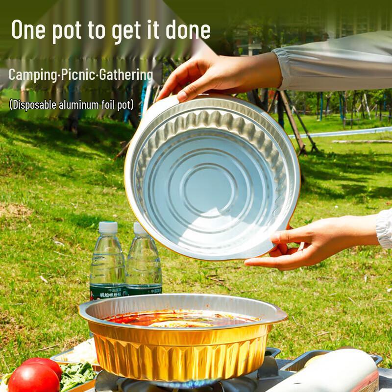

1130ml Aluminum Foil BBQ & Camping Pots with Lids (10-Pack)