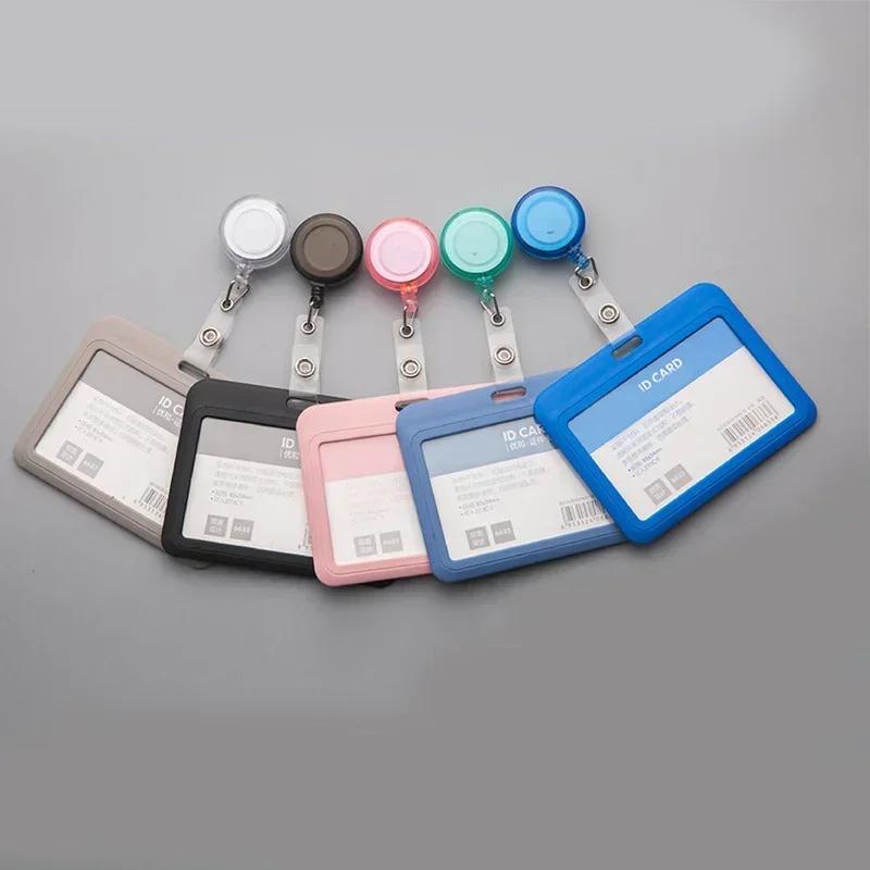 Women Man Credit Card Cover Case with Retractable Buttons Pouch Creative Transparent Nurse Badge Doctor ID Holder Clip Badge