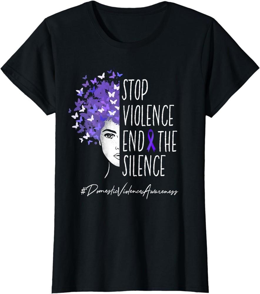 Stop Violence End Silence Domestic Violence Gift Ladies  Crewneck T-Shirt Unisex T-Shirt S