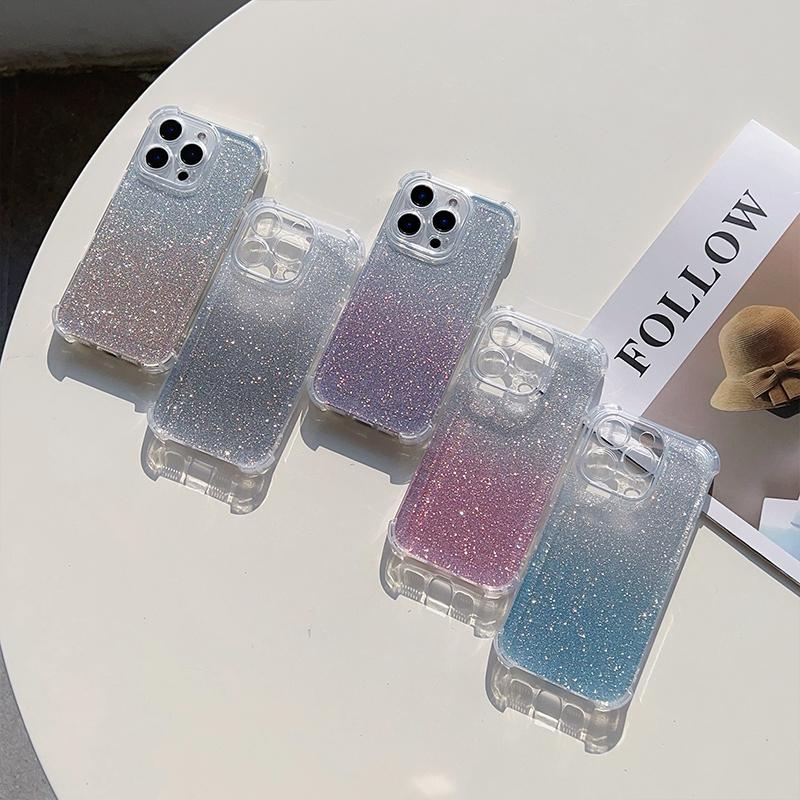 Four Corner Anti Fall Soft Silicone Back Cover Transparent Shockproof Phone Case + Flash Card for Samsung A12 A14 A15 A16 A22 A32 A52 A56 Xiaomi Redmi