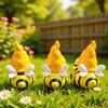 3 Pcs Spring Garden Gnome Figurines Hear See Speak No Evil Flower Gnome Statue Small Resin Dwarf Table Ornament for Porch Garden Yard Home Desk Decor