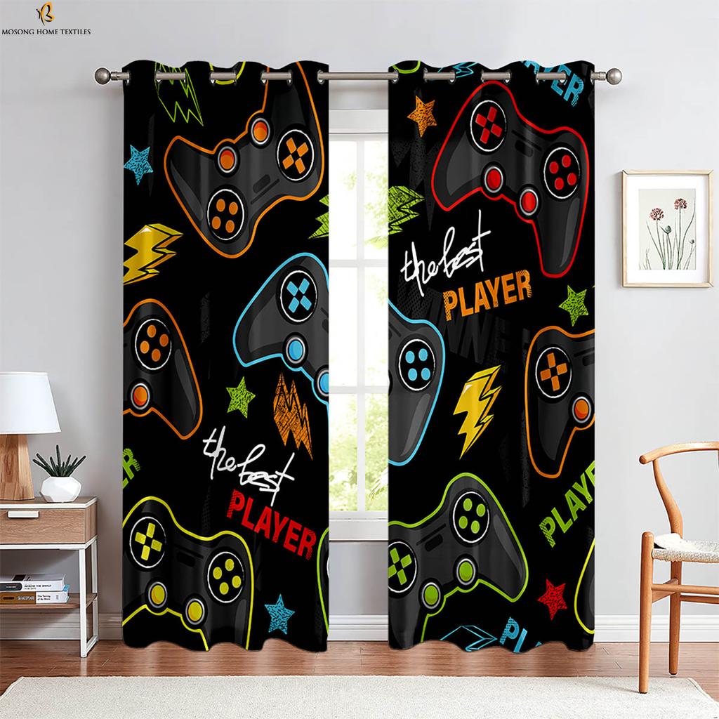 Cool Game Controller 3d Printed Curtains Suitable For Gaming Room Bedroom Study Room Decorative Curtains Home Decoration 2 PCS