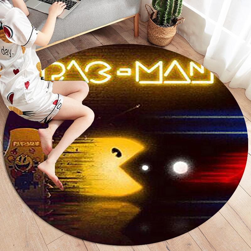 Pac-Man Round Area Rug,Carpet Rug for Living Room Bedroom Sofa Playroom Decor,Non-slip Floor Mat