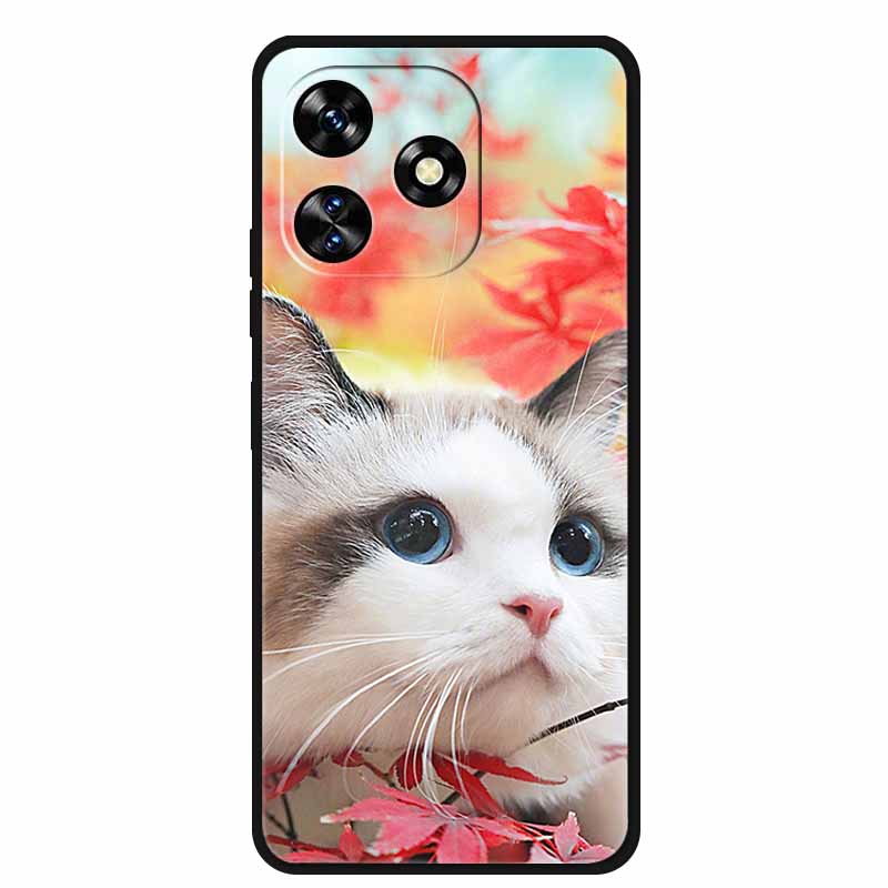Funda For Oukitel C51 Case Cute Cartoon Cat Black Silicone Soft Phone Case For Oukitel C51 Back Cover Cases C 51 Coque 6.8" Capa